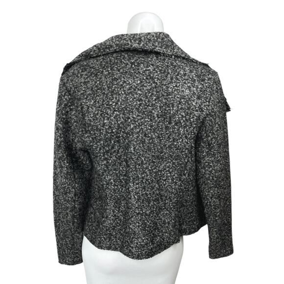 Ann Taylor Black Wool Boucle Knit Open Front Draped Cardigan Sweater Top Size S - Picture 2 of 4